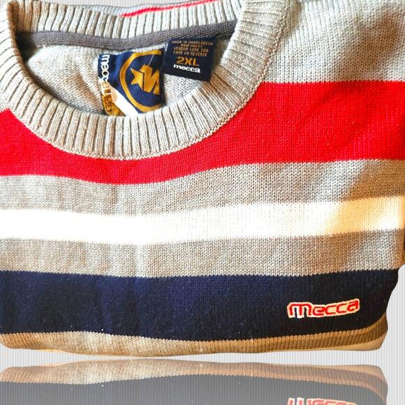 Vintage Mecca USA Mens Sweater Sz XXL Grey Crewneck Orginal Y2k 90s Streetwear - Picture 8 of 8